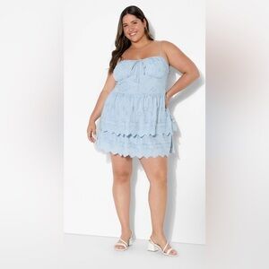 Wild Fable Embroidered Babydoll Mini Dress | Light Blue | XL | NWT
